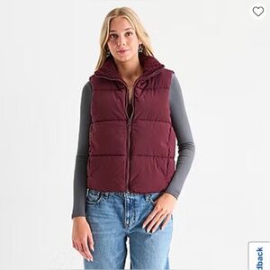 Arizona Womens Heavyweight Reversible  Puffer Best Port Wine Red Size Small NWT
